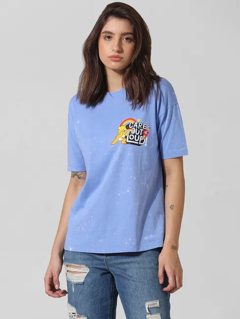 BLUE PRINTED OVERSIZED T-SHIRT - Image 2