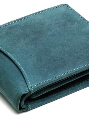 WildHorn Blue Leather Wallet for Men I 9 Card Slots I 2 Currency & Secret
